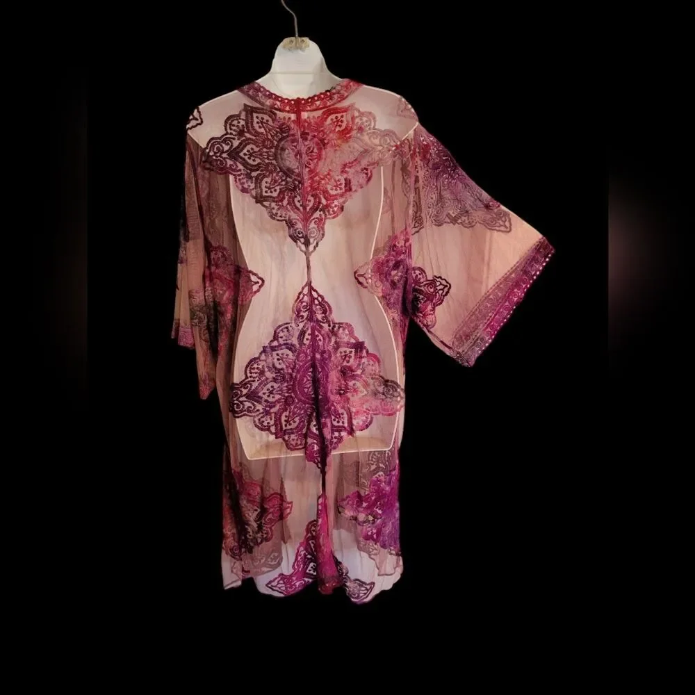 Lace Kimono Cardigan One size Whimsigoth Fairy Boho Resortwear Rave Barbiecore